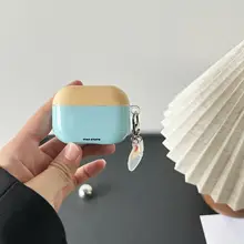 保護ケース イヤホンケース AirPods Pro 2 AirPods 3 AirPods 4 対応 耐衝撃 イエロー ブルー バイカラー ストラップ付き 「HEYYEH」