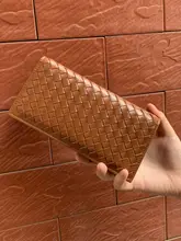 男女兼用 極薄の羊革手作り編み込み長財布【カードポケット付き】（セットアップ対応）