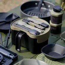 アウトドア調理器具 不粘フライパン 【キャンプ・ピクニック用・ポータブル食器セット】（セットアップ対応）