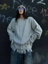 NOTINNYC メンズ・レディースニットセーター【秋冬用・デザイン性のあるダメージ加工】