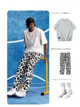 VEIDOORN 牛柄デザインの九分丈パンツ【薄手・夏秋用・メンズ・バスケットボールトレーニング・ストレートカット】