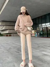 高腰毛織りパンツ【スリムフィット・カジュアル・レトロデザイン・九分丈】（セットアップ対応）