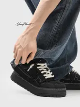 黒いキャンバスシューズ【ユニセックス・厚底・カジュアル・快適デザイン】