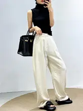 夏用 リネン製 ミルクホワイトワイドパンツ【ゆったりバナナパンツ・アーチデザイン】