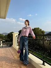 春用レース切替デザインのワイドストレートデニムパンツ【リメイク風・ゆったりフィット】