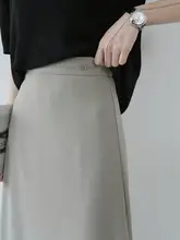 女性用 ハイウエスト Aラインスカート【無地・中長丈・秋用】
