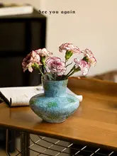 創造的なデザインの陶製花瓶【侘び寂びスタイル・インテリア用・生花・ドライフラワー対応】