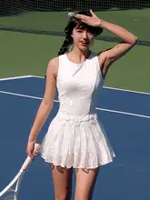テニスドレス【レース・速乾・スポーツ用・レギンス付き】（セットアップ対応）