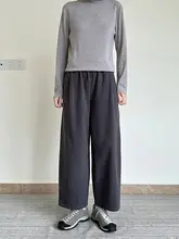 高腰ストレートパンツ【無地・極上の柔らかさ・カジュアル】（セットアップ対応）