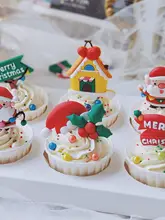 クリスマスケーキデコレーション 水晶の鹿 ソフトゴム サンタクロース ヘラジカ クリスマスツリー 雪だるま キャンディケイン プレゼントボックス パーツ