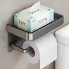 壁掛け式トイレットペーパー収納ボックス【穴あけ不要・バスルーム用】