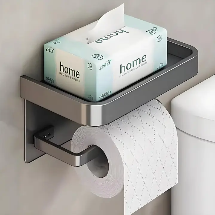 壁掛け式トイレットペーパー収納ボックス【穴あけ不要・バスルーム用】