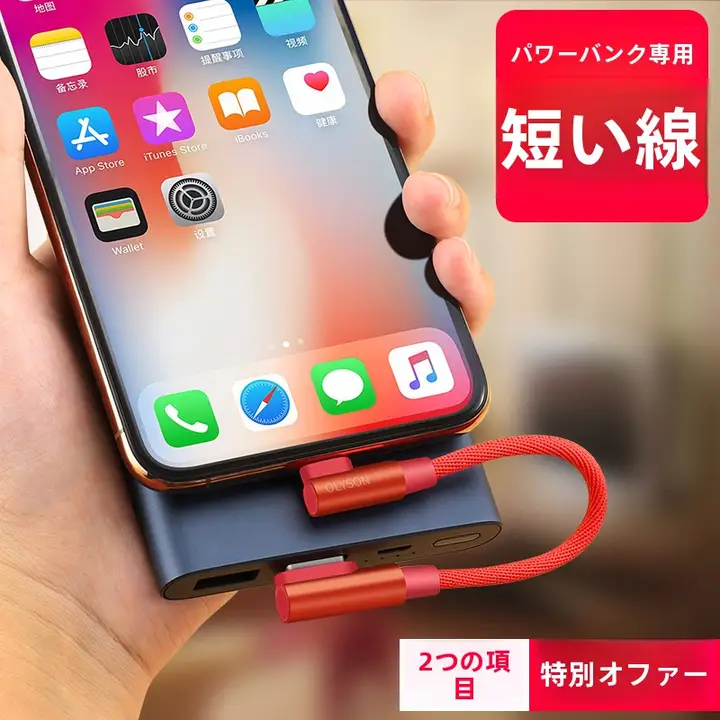 OLYSON iPhone用充電ケーブル【短便携・Type-C・急速充電対応・ミニアングルデザイン】