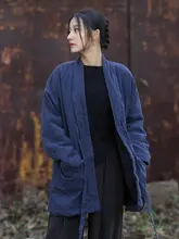 保温性に優れた道袍スタイルコットンアウター【レトロな雰囲気・ゆったりとしたデザイン・麻混素材】