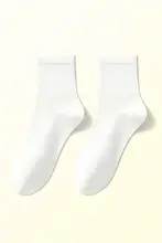 春秋用 白色コットン中筒ソックス【吸汗・通気性・女性用】