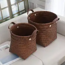 アメリカンスタイルのレトロ収納バスケット【バスケットウィーブ・衣類・おもちゃ・スナック用】