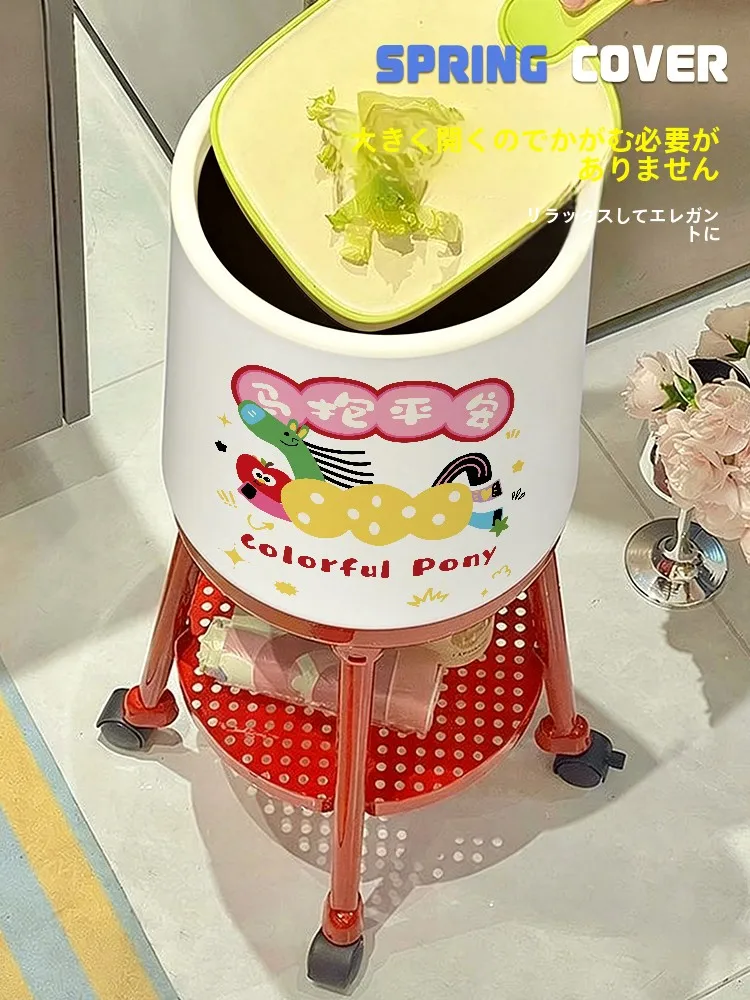 キッチン用高脚ゴミ箱：持ち手付き・移動可能で使いやすい設計