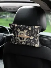 トロピカルリーフデザインの車載ティッシュボックス【吊り下げ式・ユニバーサルフィット】