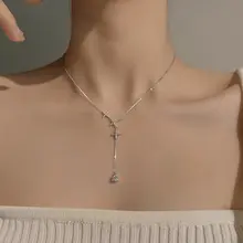 925純銀の流星ネックレス【洗練されたデザイン・鎖骨チェーン・女性用】
