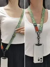 カラフルな印刷デザインのスマホ用ショルダーストラップ【調節可能・幅広・スロブタイプ】