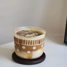 レトロデザインのドット模様耐熱ガラスカップ【アイスコーヒー・朝食用・スイーツにも】