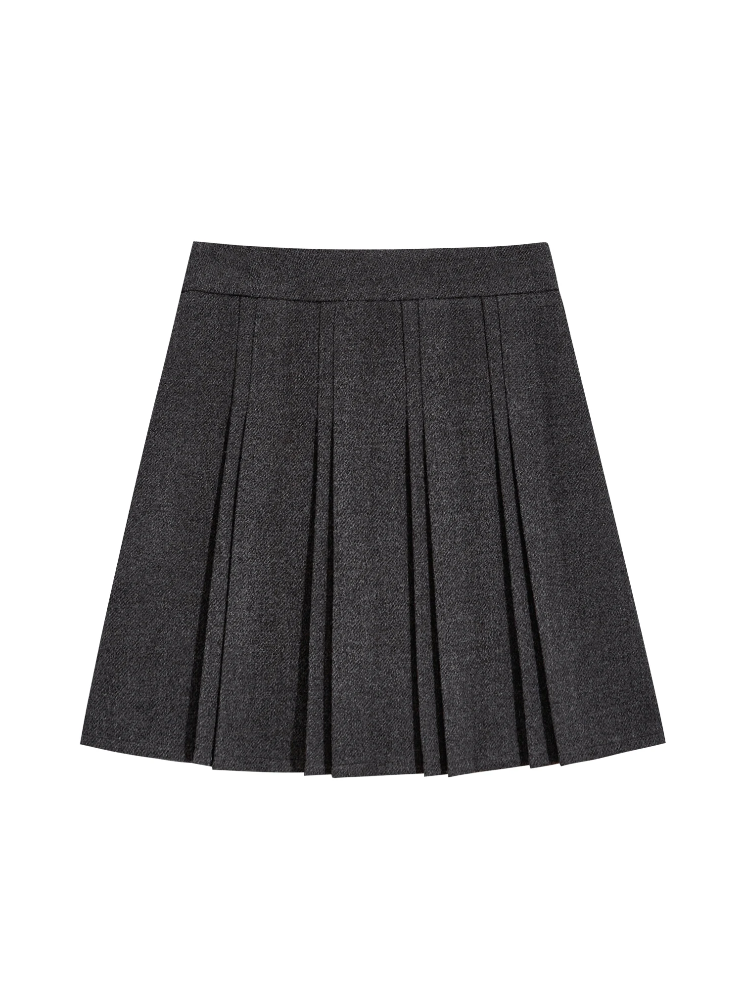 深灰色プリーツスカート：高校生女子向けの高腰Aラインクラスウェアとしての実用性と体型カバー性能