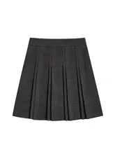 深灰色のプリーツスカート【高腰・Aライン・秋冬用・体型カバー】