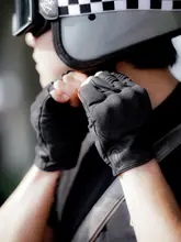 MR MOTOR バイク用 半指グローブ【レトロデザイン・真皮・通気性】