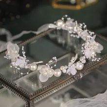 カチューシャ キッズ ガールズ パール 手編みフラワー 上品 プリンセス ドレス パーティ ヘアアクセサリー