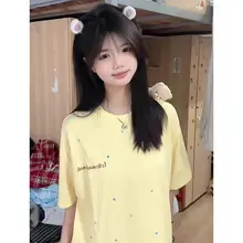 可愛らしさ満点の小熊プリント半袖Tシャツ【Pure Cotton・学院スタイル・夏用】