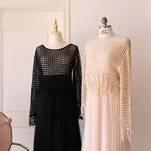 レース刺繍の女性用カーディガン【無地・透け感のあるトップス・フィット】