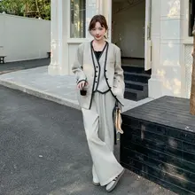 春のトレンド！カジュアルなベストとワイドパンツの三点セット（セットアップ対応）