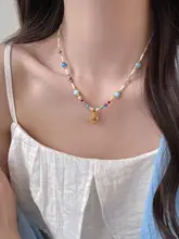 カラフルビーズネックレス【女性用・高級感・控えめデザイン・ロックトークルタイプ】