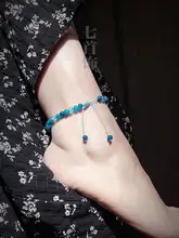 天然素材の細い足首のアクセサリー【紫水晶・白水晶・黒曜石・茶晶・青金石・ビーズ飾り】