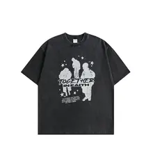ビンテージ風水洗い加工プリントTシャツ【ユニセックス・ショートスリーブ】