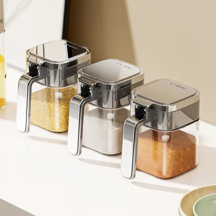 スタイリッシュな調味料容器【防湿密閉タイプ・塩用・収納便利】（セットアップ対応）