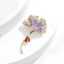 エレガントなイチョウの葉ブローチ【女性用・ファッション・コート用・カーディガンブローチ】