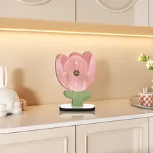 フラワーデザインの静音デスククロック【かわいいインテリアオブジェ・リビング用】