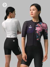 小スカルデザイン サイクリングシャツ【夏用・UVカット・通気性・女性用】
