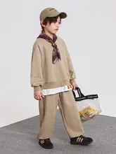 男の子用秋冬ファッションカジュアルセットアップ【シンプルなデザイン・パッチワーク】（セットアップ対応）