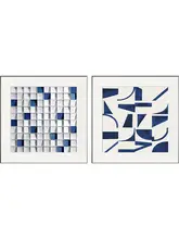 モダンシンプルなリビング用抽象壁画【青色・インテリア装飾・三連】