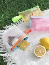 透明メッシュカラーブロック 財布【小物入れ・鍵ケース・通勤カード・リップ・化粧ポーチ・イヤホン・データケーブル収納】