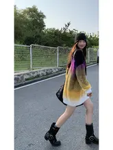 レディース ゆったりニットセーター【春用・ロング丈・スタイル】
