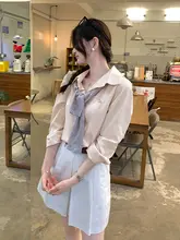 フランス風の魅力的なラグラン長袖シャツ【美しい刺繍】