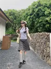 高腰フラワープリント 膝丈スカート【エレガント・夏用・Aライン・大きいサイズ】（セットアップ対応）