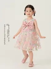 リボン付きシースルー子供用ワンピース【夏用・ノースリーブ・おしゃれ】