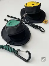 個性的なスマイルデザインのミニフィ ッシャーハット【かわいいイヤホンポーチ・コインパース・クリエイティブキーホルダー】