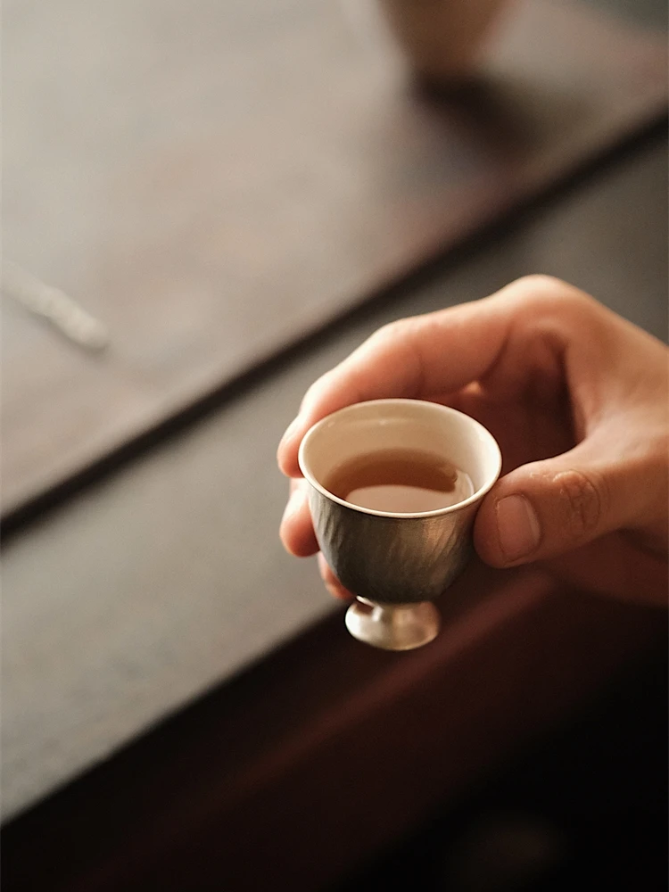 手作り小高脚杯：中国茶道具の定番としての陶器製品