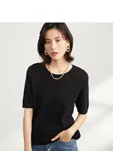 極上の柔らかさ！メリノウール製 ラウンドネック中袖ニットセーター【女性用・秋用】