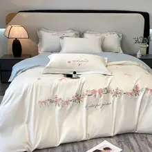 160本糸使用の純綿4点セット掛け布団カバー【全棉・ロングパイル・ベッドシーツ付き】